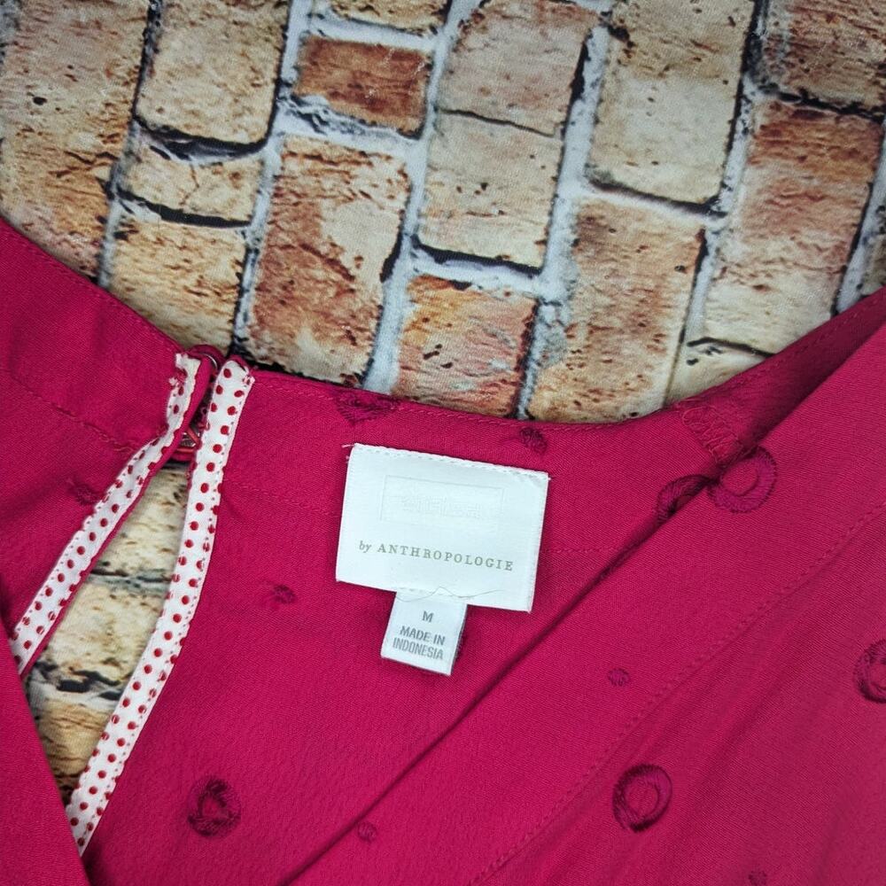 Anthropologie Fuchsia Romper Embroidered dot pattern size M - Picture 6 of 9